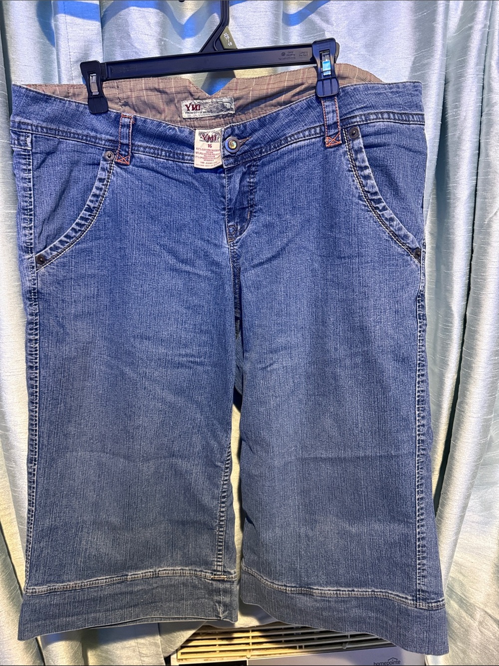YMI Blue Cropped Wide-Leg Denim Jeans